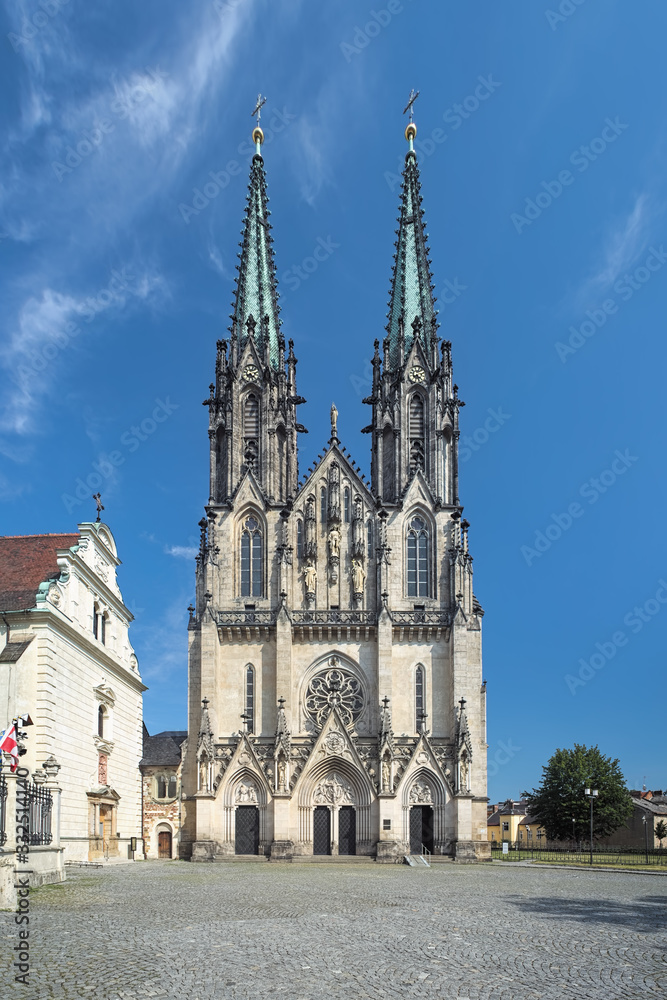 St. Wenceslas Cathedral and Chapel of St. Anna in Olomouc, Czech Republic. The cathedral was consecrated in 1131. Present neo-Gothic appearance is from 1883-1892. The chapel is first mentioned in 1349