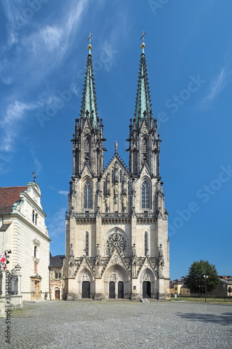 St. Wenceslas Cathedral and Chapel of St. Anna in Olomouc, Czech Republic. The cathedral was consecrated in 1131. Present neo-Gothic appearance is from 1883-1892. The chapel is first mentioned in 1349