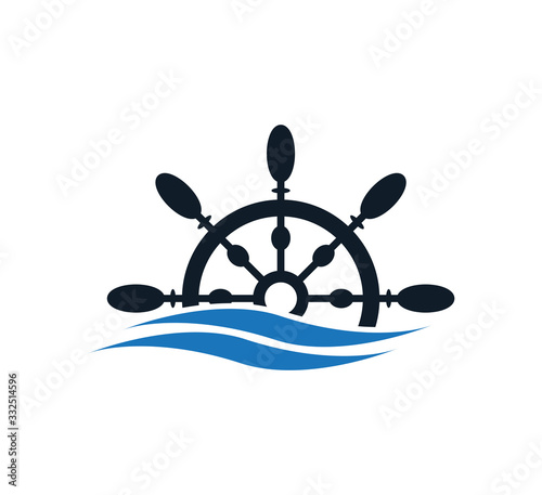 Nautical icon ,steering wheel icon vector logo design template