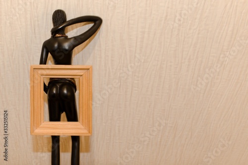 photo frame wooden with girl figure