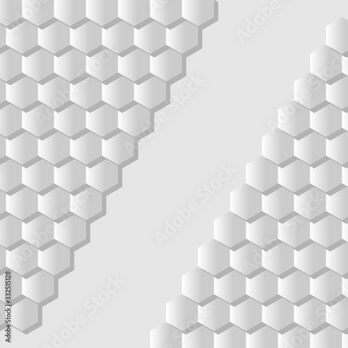 Abstract modern geometry grey background. Grey hexagons with shadow on grey background. Flat. Vector illustration. Eps10
