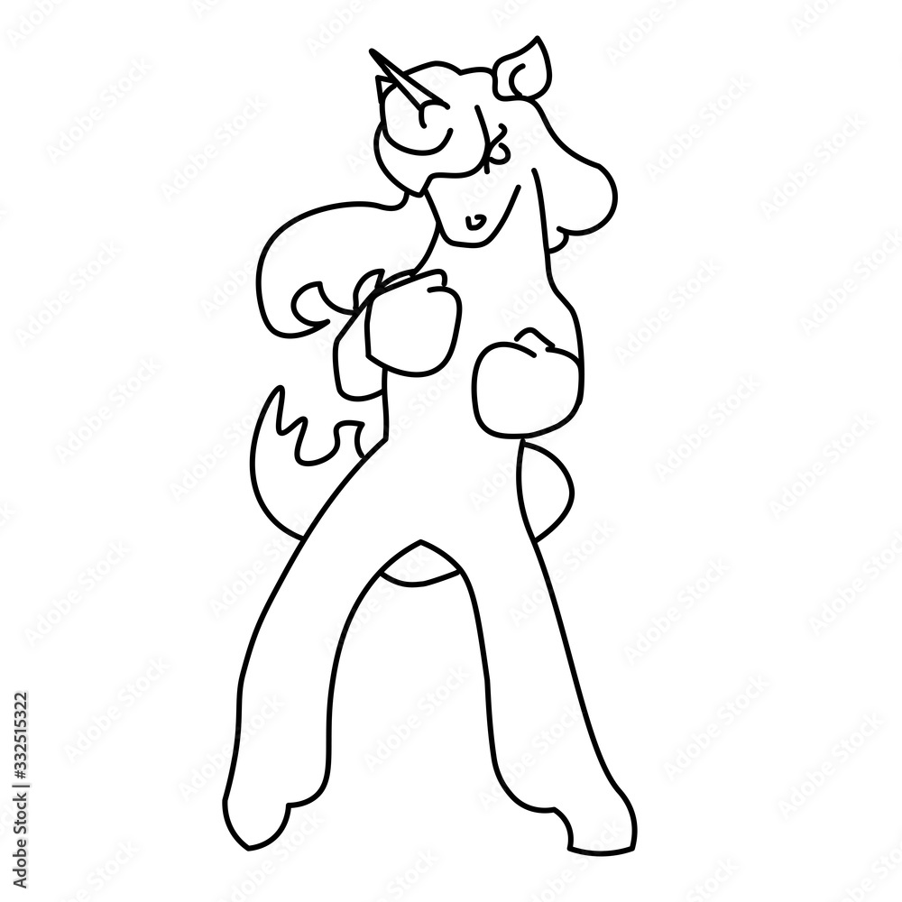 Obraz premium cute boxing vector unicorn primed for victory