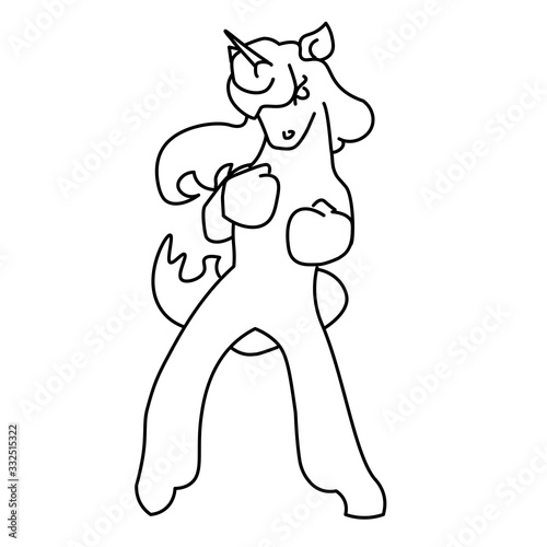 cute boxing vector unicorn primed for victory
