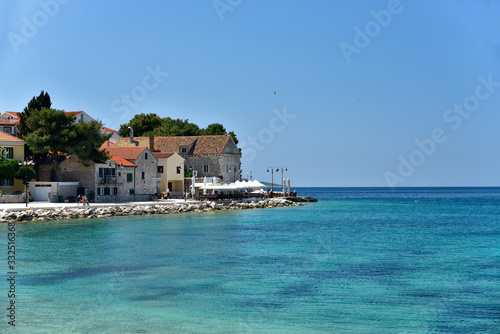 PRIMOSTEN, CROATIA - MAY 2, 2019 - The famous and beautiful Primosten town in Dalmatia - popular tourist destination in Dalmatia. Croatia © gadzius