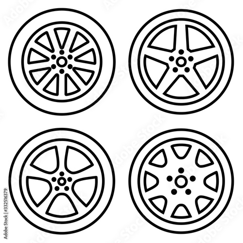 Car wheel line icon, logo isolated on white background