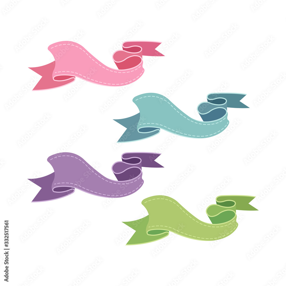 Obraz premium Ribbons banner set flat vector