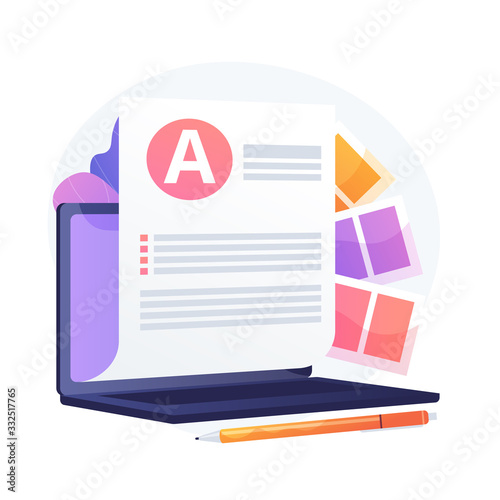 Electronic document. Electronic paper, paperless office, Internet article. Online documentation organization. Typing text file on computer. Vector isolated concept metaphor illustration