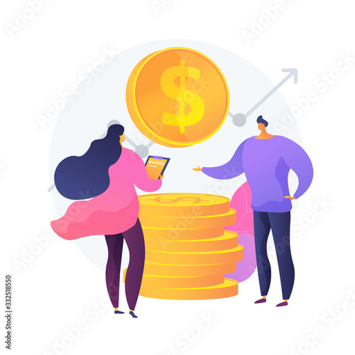 Income increase strategy. Business management, stock brokers statistics, financiers forecast. Financial market experts analyzing growth rates. Vector isolated concept metaphor illustration