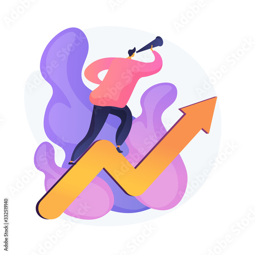 Business opportunities, chances. Professional ambitions, company development plans, searching innovation. Visionary entrepreneur anticipating new trends. Vector isolated concept metaphor illustration