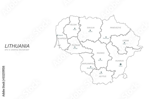 lithuania map. vector map of european country.