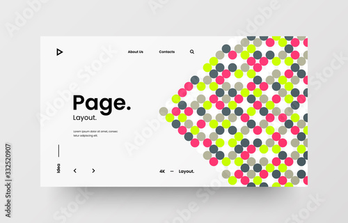 Creative horizontal website screen part for responsive web design project development. Abstract geometric pattern banner layout mock up. Corporate landing page block vector illustration template.