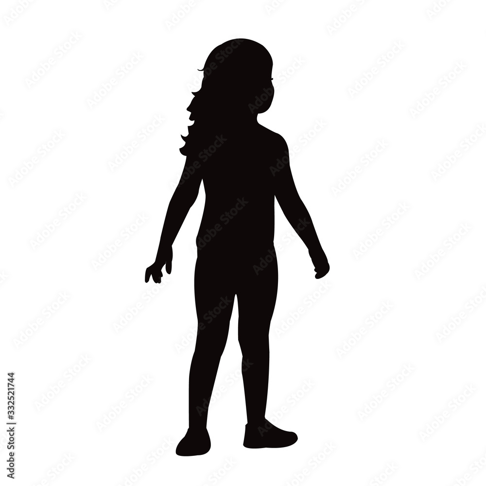 a girl standing body silhouette vector