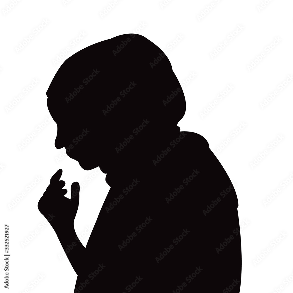 a woman with scarf, head silhouette vector