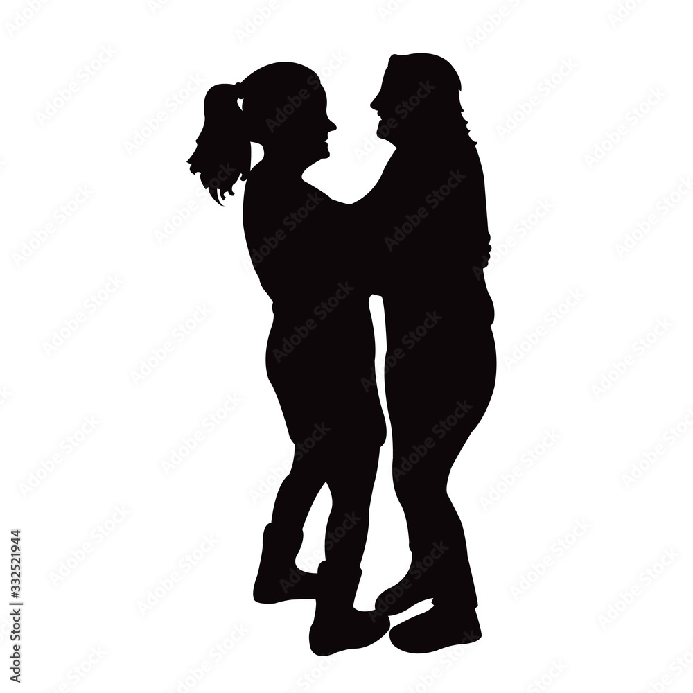two women making chat, silhouette vector