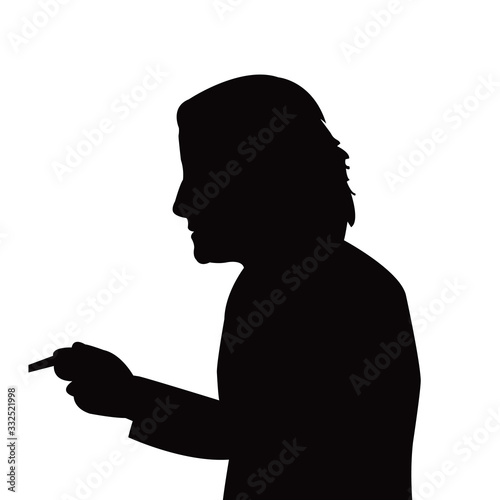 a woman smoking head silhouette vector
