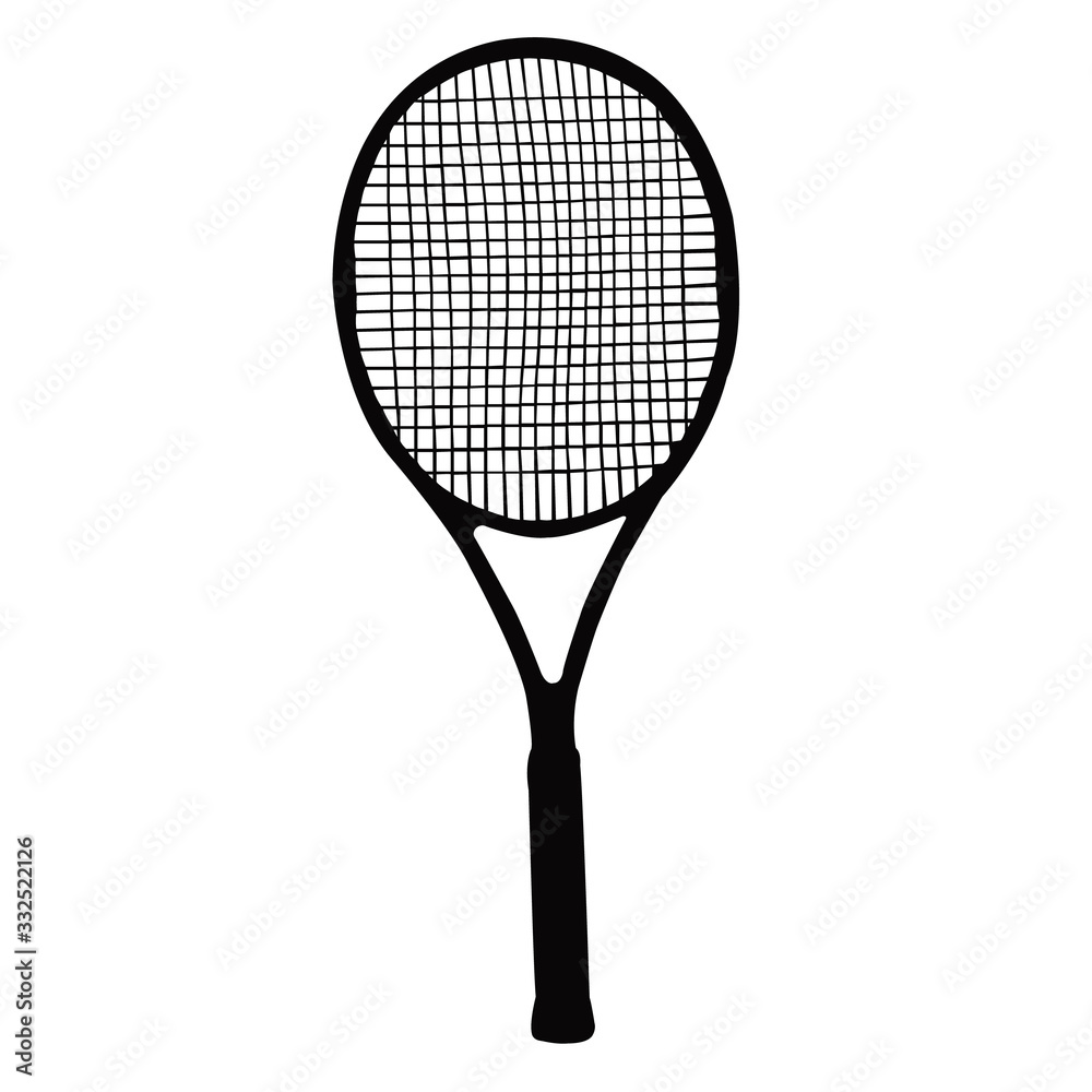 tennis racket, silhouette vector
