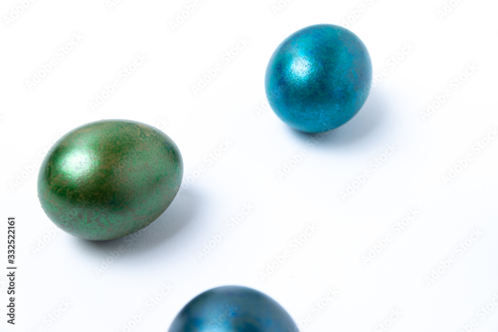 Easter concept. Colorful easter eggs on white background Easter concept. Colorful easter eggs on white background