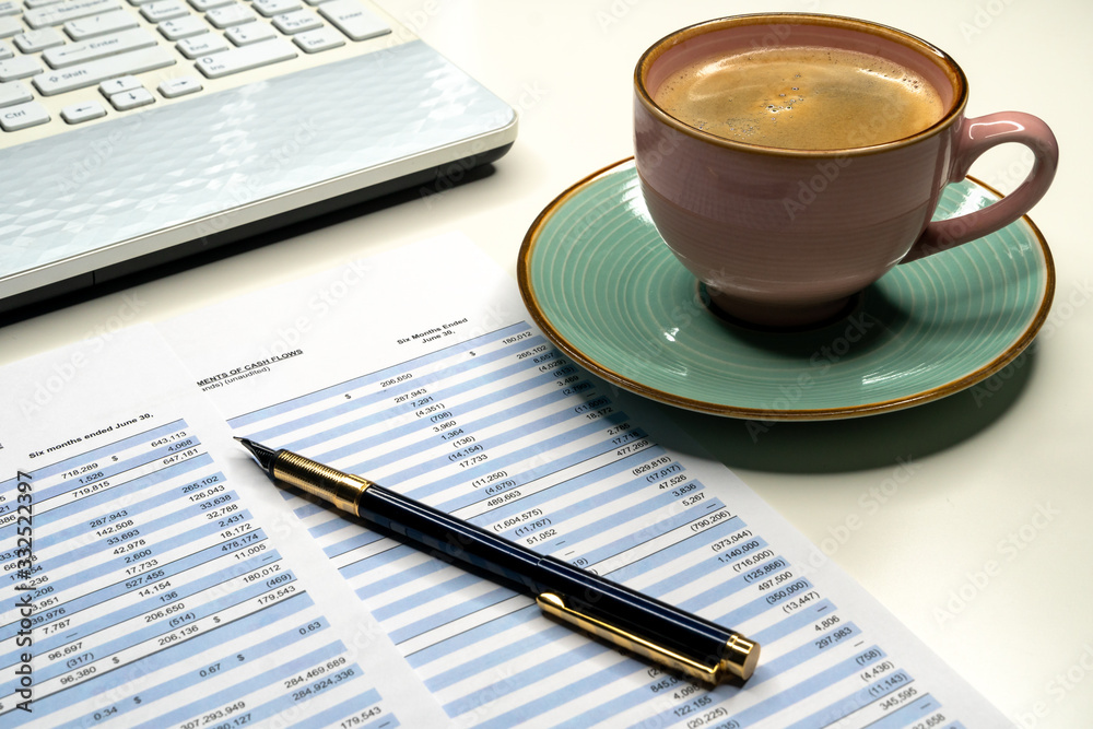 Showing business and financial report. Accounting balance Showing business and financial report. Accounting balance