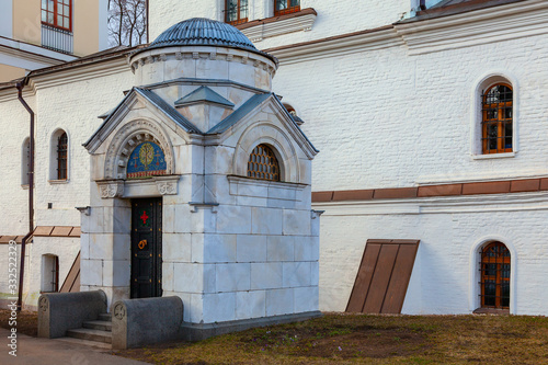 White stone tomb in the territory of the Orthodox Church