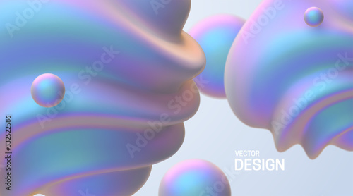 Abstract background with 3d pearlescent shapes.