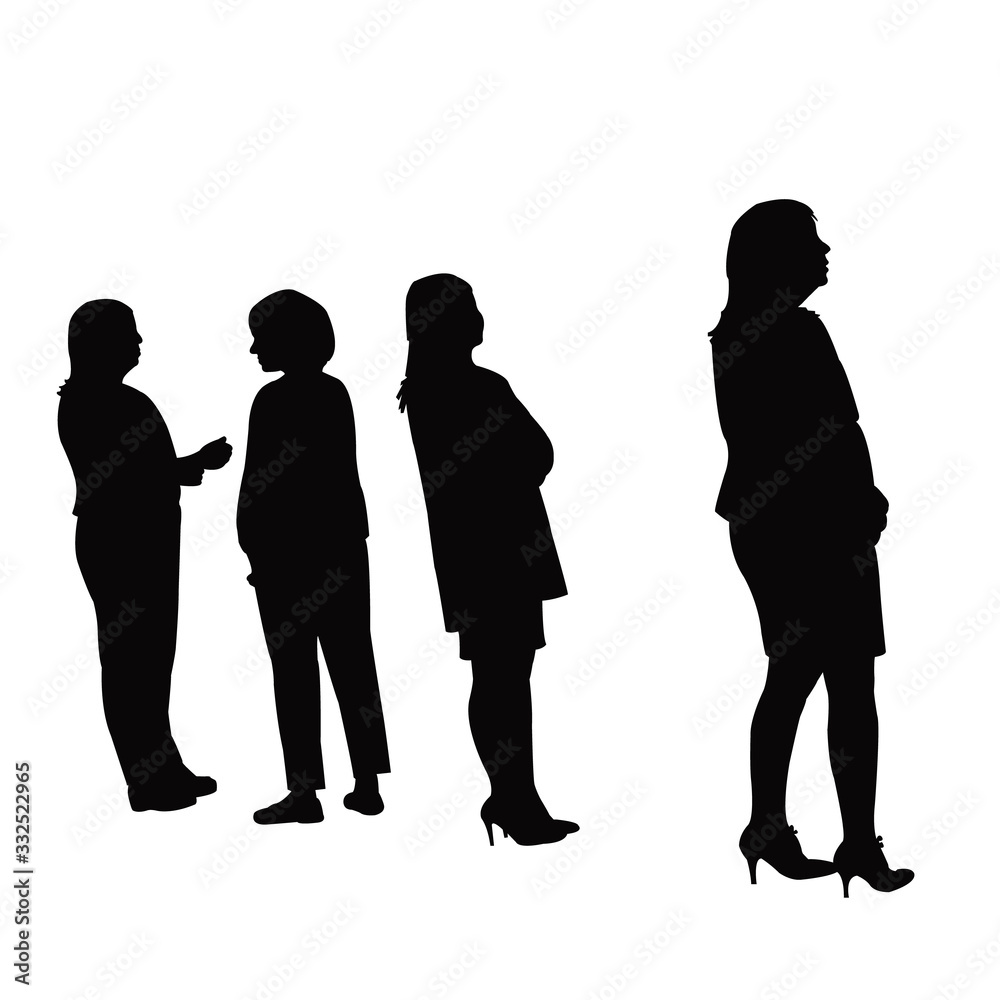 women together silhouette vector