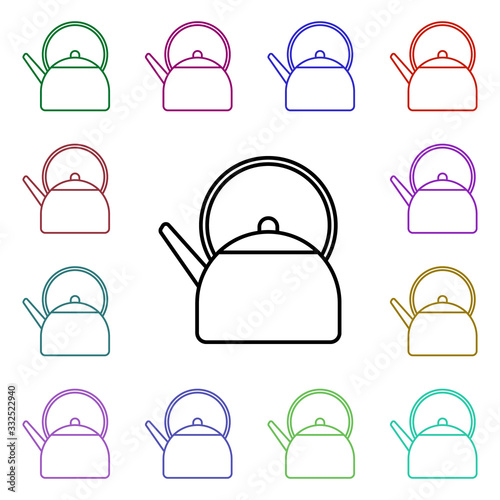 Kettle line multi color style icon. Simple thin line, outline vector of camping icons for ui and ux, website or mobile application