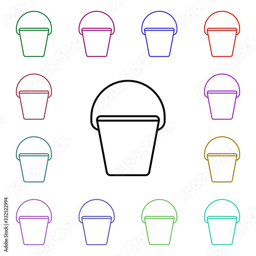 Bucket line multi color style icon. Simple thin line  outline vector of camping icons for ui and ux  website or mobile application