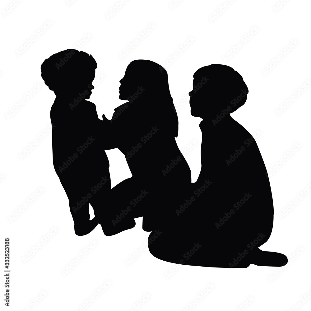 children playing together, silhouette vector children playing together, silhouette vector