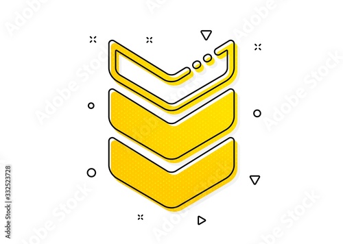 Army reward sign. Shoulder strap icon. Best rank symbol. Yellow circles pattern. Classic shoulder strap icon. Geometric elements. Vector