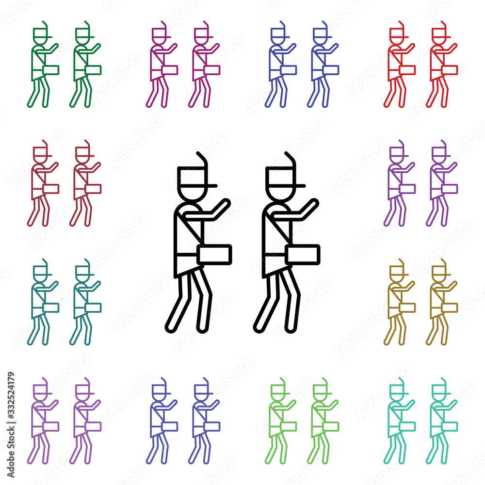 Marching band, drums multi color style icon. Simple thin line, outline vector of carnival and amusement icons for ui and ux, website or mobile application