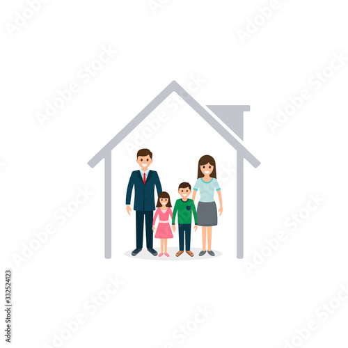 Family at home icon. Vector isolated colorful illustration