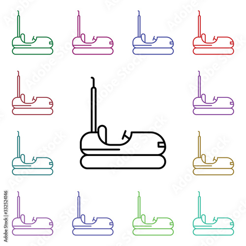 Dodgem multi color style icon. Simple thin line, outline vector of carnival and amusement icons for ui and ux, website or mobile application