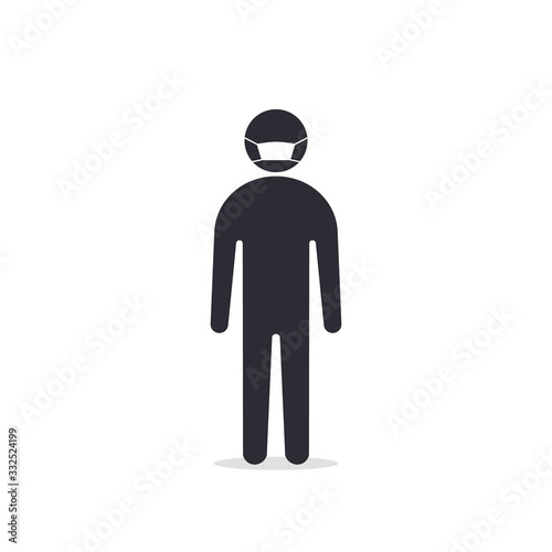 Man with mask icon vector in trendy flat style isolated on white. Coronavirus protection concept