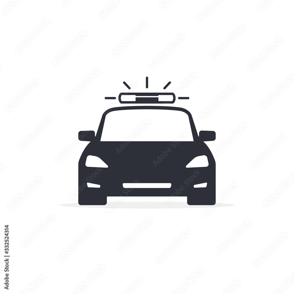 Police Car vector black icon isolated on white