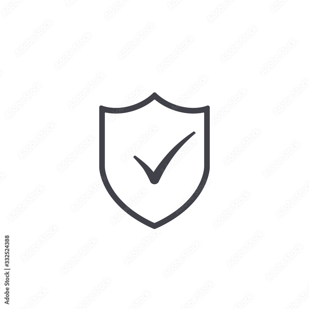 Shield with check mark icon. Vector simple isolated illustration Shield with check mark icon. Vector simple isolated illustration