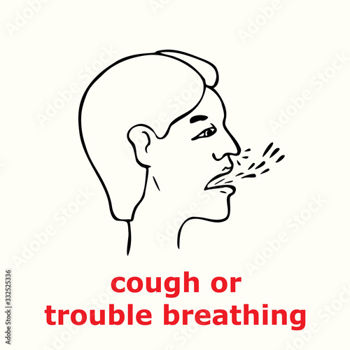 Cough or trouble breathing icon, outline simple doodle drawing