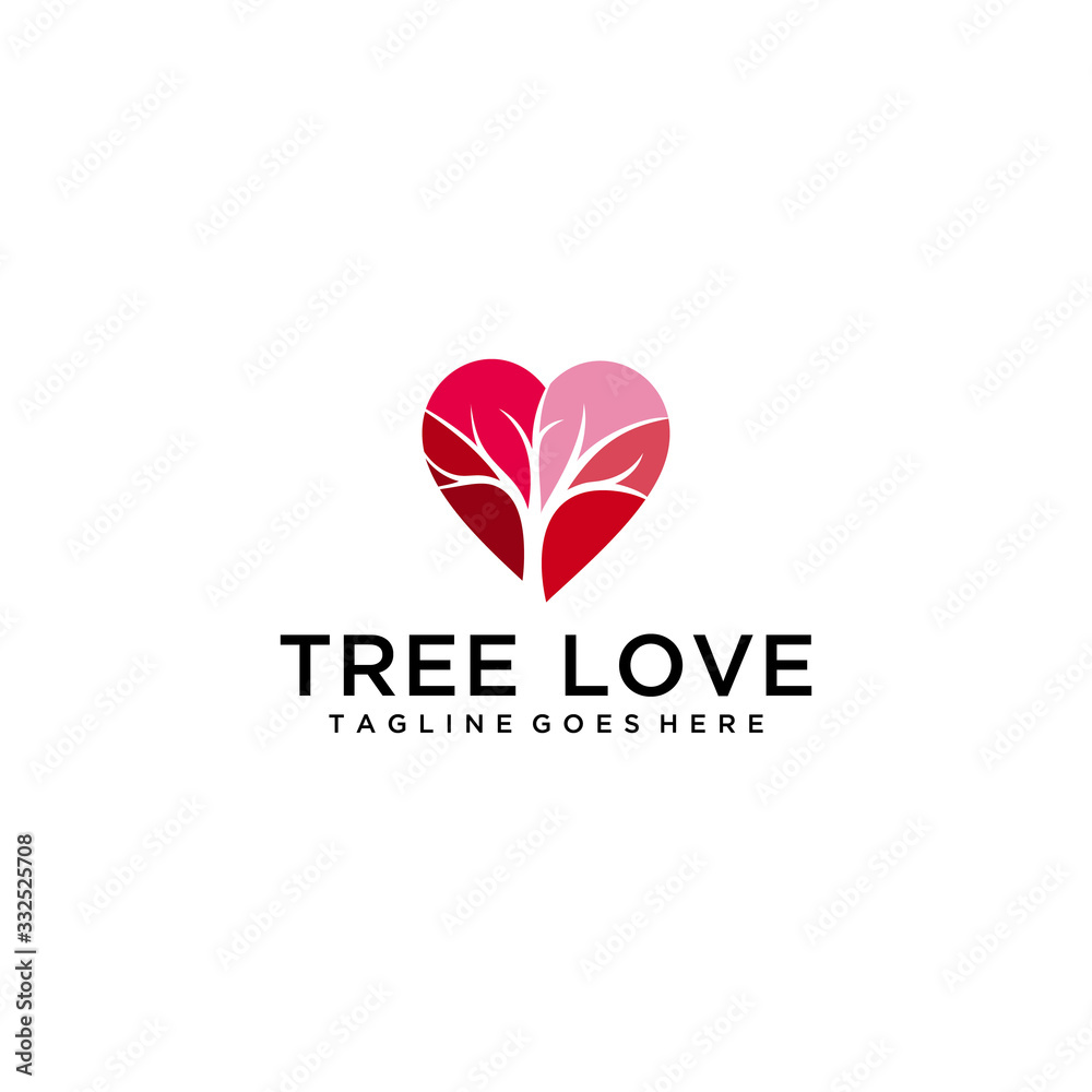 Creative abstract modern Tree love logo design sign vector template