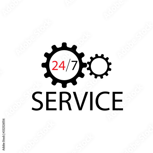 24\7 service. Vector illustration flat design. Call 24 icon.
