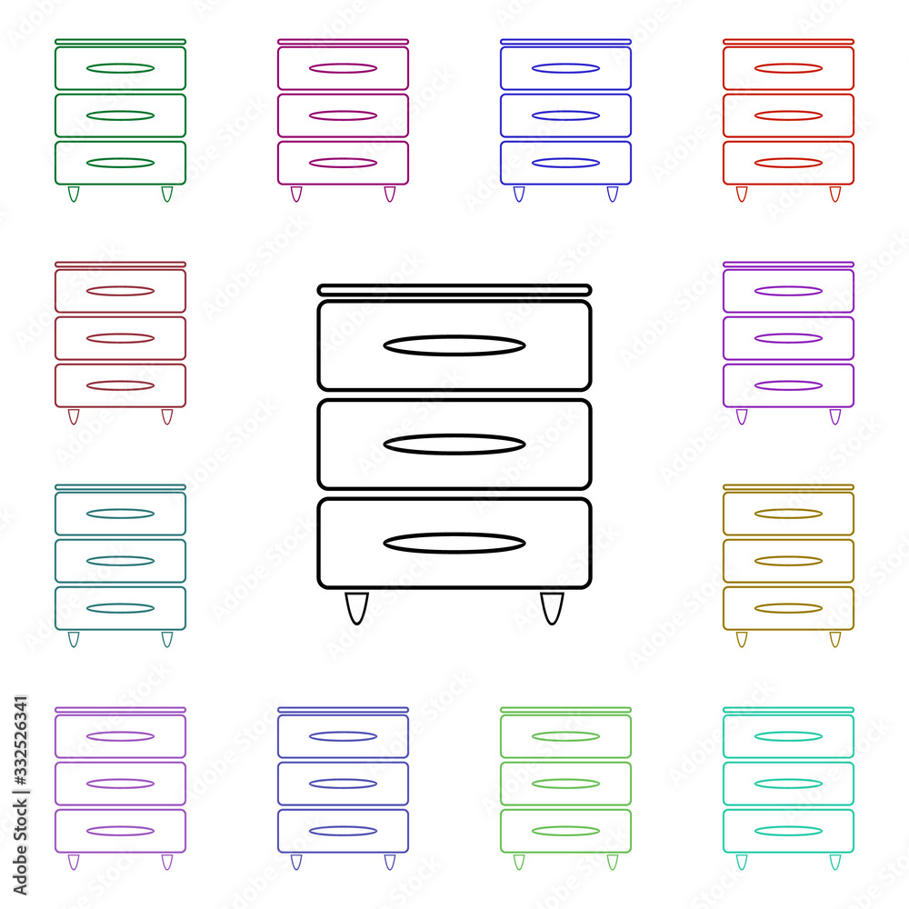 Nightstand multi color style icon. Simple thin line, outline vector of furniture icons for ui and ux, website or mobile application Nightstand multi color style icon. Simple thin line, outline vector of furniture icons for ui and ux, website or mobile application