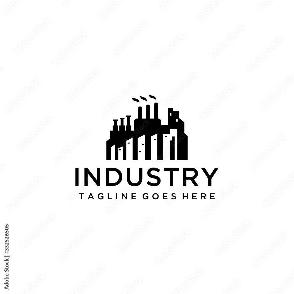Illustration abstract Industrial Factory wave Logo design Template