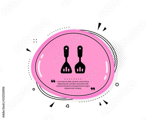 Cooking cutlery icon. Quote speech bubble. Kitchen accessories sign. Food preparation symbol. Quotation marks. Classic cooking cutlery icon. Vector