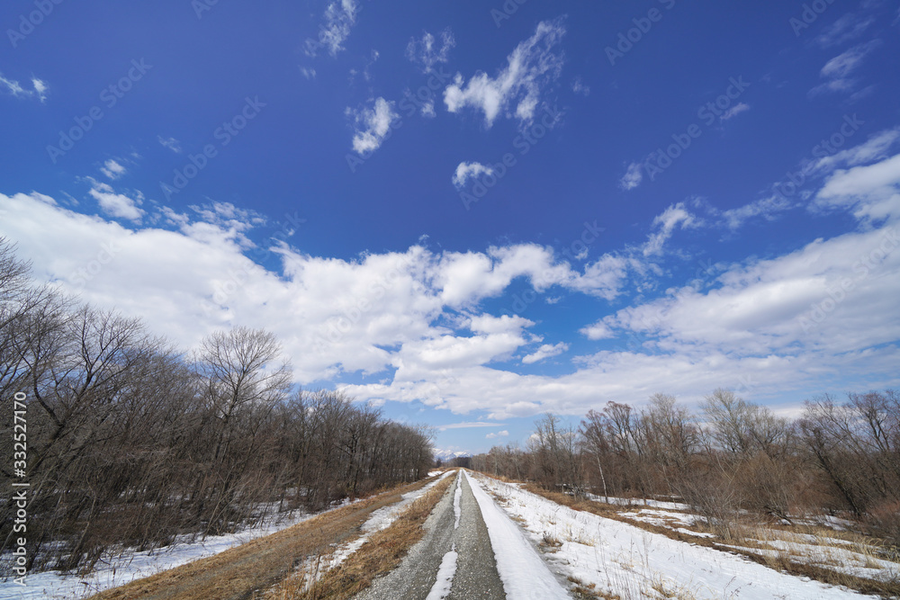 Obraz premium 北海道の雪解け
