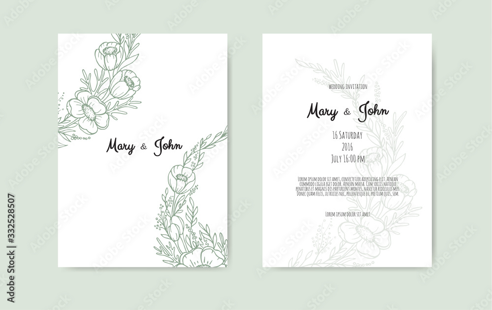 Hand Drawn Floristic Frame Border with Flowers, Branches, Plants. Decorative Outlined Vector Illustration. Floral Design Element.