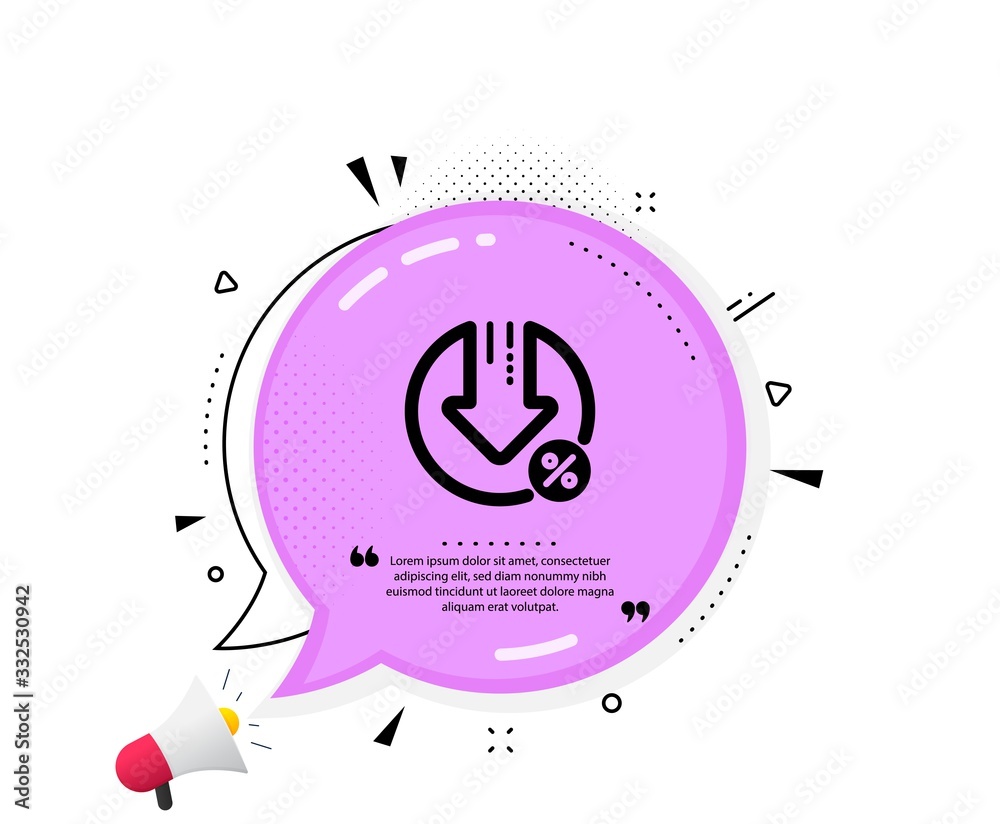 Fototapeta premium Loan percent decrease icon. Quote speech bubble. Discount sign. Credit percentage symbol. Quotation marks. Classic loan percent icon. Vector
