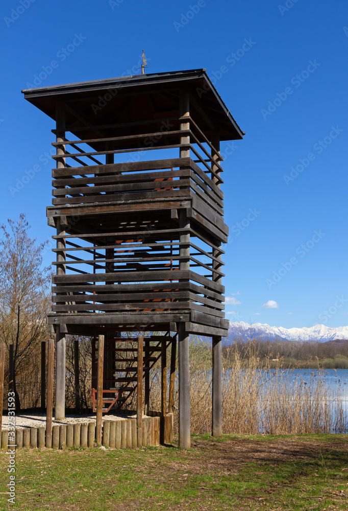 Wooden Watchtower near Ragogna Lake, Italy