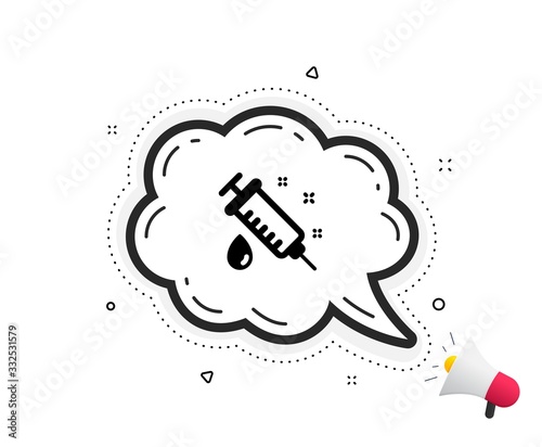 Medical syringe icon. Quote speech bubble. Medicine vaccine sign. Pharmacy medication symbol. Quotation marks. Classic medical syringe icon. Vector