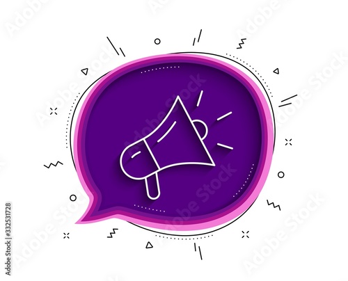 Megaphone line icon. Chat bubble with shadow. Advertisement device symbol. Brand ambassador sign. Thin line megaphone icon. Vector