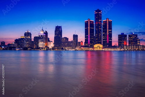 Detroit Skyline, the view from Windsor, Ontario, Canada. 