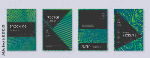 Black brochure design template set. Green abstract
