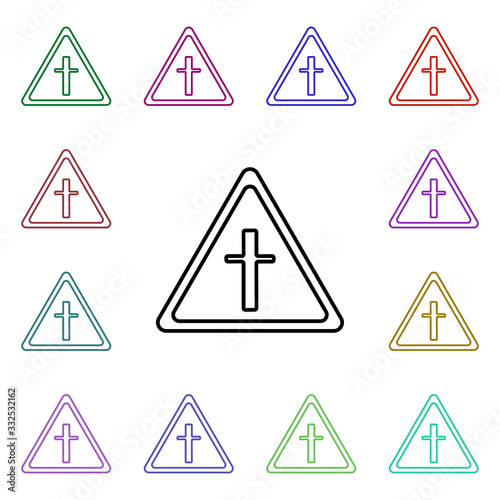 Crossroads of secondary roads multi color style icon. Simple thin line  outline vector of road sign icons for ui and ux  website or mobile application